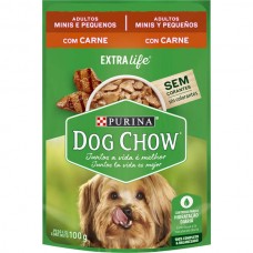 Alimento Úmido Sachê Dog Chow Cães Adultos Raças Pequenas Carne - 100g
