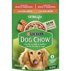 Alimento Úmido Sachê Dog Chow Cães Adultos Raças Pequenas Salmão - 100g