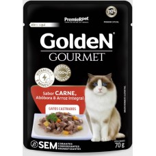 Alimento Úmido Sachê Golden Gatos Gourmet Castrados Carne 70g