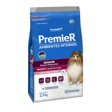 Ração Premier Ambientes Internos Sênior 7+ Cães Adultos 2,5 Kg Ração Premier Ambientes Internos Sênior 7+ Cães Adultos 2,5 Kg