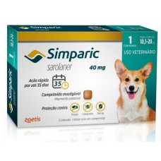 Antipulgas Simparic 40mg Cães 10 até 20Kg 1 Tablete 