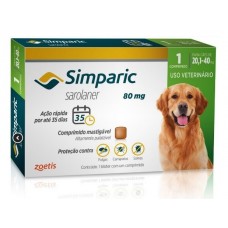 Antipulgas Simparic 80mg Cães 20 até 40Kg 1 Tablete