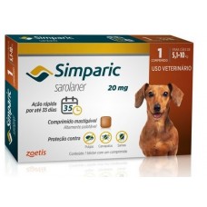Antipulgas Simparic 20mg Cães 5 até 10Kg 1 Tablete